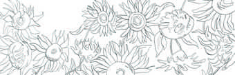 Colour in template of sunflowers 