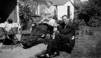 Kurt Schwitters with Edith Thomas and Bill Pierce at Cylinders Farm, Ambleside, c.1947