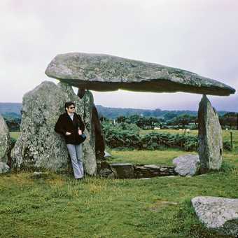 Robert Smithson at Pentre Ifan dolmen, Wales 1969